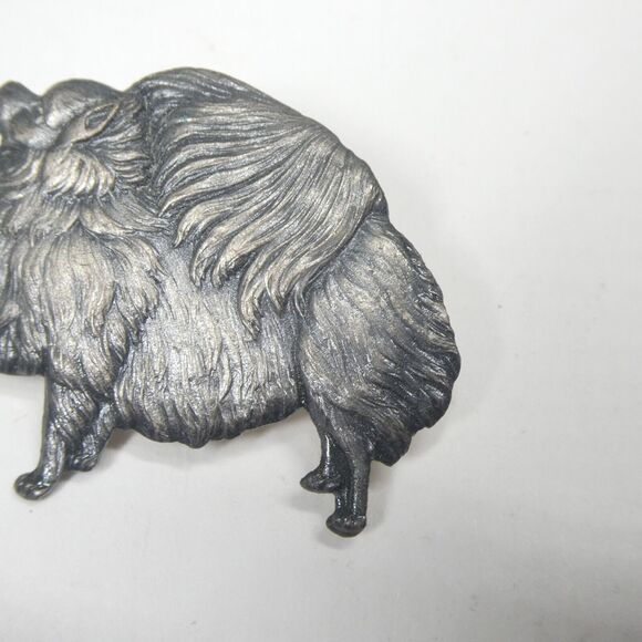 Pomeranian Dog Pin Vintage Silvertone Metal Kenart England Brooch - Picture 3 of 8
